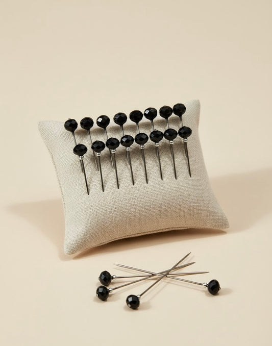 Black pearl hijab pins pair